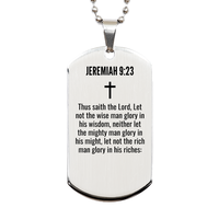Load image into Gallery viewer, Jeremiah 9 23 Gifts - Jeremiah 9 23 Dog Tag Necklace – front view
