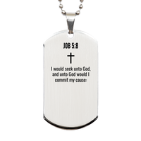 Load image into Gallery viewer, Job 5 8 Gifts - Job 5 8 Dog Tag Necklace – front view
