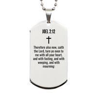 Load image into Gallery viewer, Joel 2 12 Gifts - Joel 2 12 Dog Tag Necklace – front view
