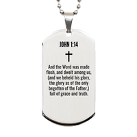 Load image into Gallery viewer, John 1 14 Gifts - John 1 14 Dog Tag Necklace – front view
