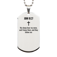Load image into Gallery viewer, John 10 27 Gifts - John 10 27 Dog Tag Necklace – front view
