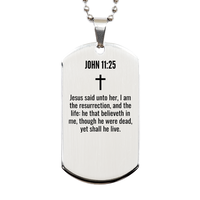 Load image into Gallery viewer, John 11 25 Gifts - John 11 25 Dog Tag Necklace – front view
