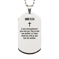 Load image into Gallery viewer, John 13 34 Gifts - John 13 34 Dog Tag Necklace – front view
