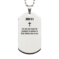 Load image into Gallery viewer, John 14 1 Gifts - John 14 1 Dog Tag Necklace – front view
