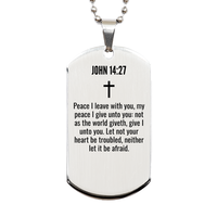 Load image into Gallery viewer, John 14 27 Gifts - John 14 27 Dog Tag Necklace – front view
