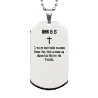 Load image into Gallery viewer, John 15 13 Gifts - John 15 13 Dog Tag Necklace – front view
