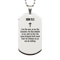 Load image into Gallery viewer, John 15 5 Gifts - John 15 5 Dog Tag Necklace – front view
