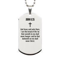 Load image into Gallery viewer, John 6 35 Gifts - John 6 35 Dog Tag Necklace – front view
