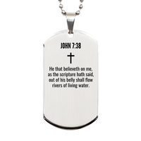 Load image into Gallery viewer, John 7 38 Gifts - John 7 38 Dog Tag Necklace – front view
