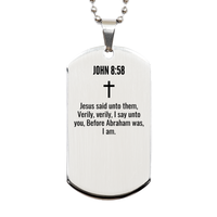 Load image into Gallery viewer, John 8 58 Gifts - John 8 58 Dog Tag Necklace – front view
