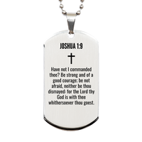 Load image into Gallery viewer, Joshua 1 9 Gifts - Joshua 1 9 Dog Tag Necklace – front view
