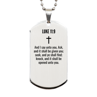 Load image into Gallery viewer, Luke 11 9 Gifts - Luke 11 9 Dog Tag Necklace – front view
