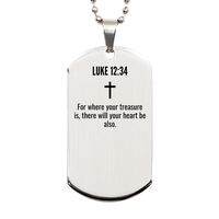 Load image into Gallery viewer, Luke 12 34 Gifts - Luke 12 34 Dog Tag Necklace – front view
