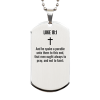 Load image into Gallery viewer, Luke 18 1 Gifts - Luke 18 1 Dog Tag Necklace – front view
