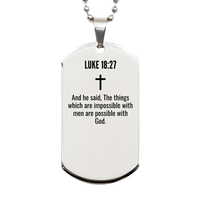 Load image into Gallery viewer, Luke 18 27 Gifts - Luke 18 27 Dog Tag Necklace – front view
