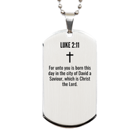 Load image into Gallery viewer, Luke 2 11 Gifts - Luke 2 11 Dog Tag Necklace – front view
