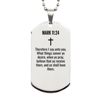 Load image into Gallery viewer, Mark 11 24 Gifts - Mark 11 24 Dog Tag Necklace – front view
