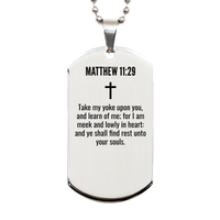 Load image into Gallery viewer, Matthew 11 29 Gifts - Matthew 11 29 Dog Tag Necklace – front view
