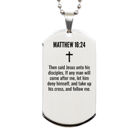 Load image into Gallery viewer, Matthew 16 24 Gifts - Matthew 16 24 Dog Tag Necklace – front view
