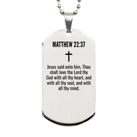 Load image into Gallery viewer, Matthew 22 37 Gifts - Matthew 22 37 Dog Tag Necklace – front view
