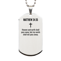 Load image into Gallery viewer, Matthew 24 35 Gifts - Matthew 24 35 Dog Tag Necklace – front view
