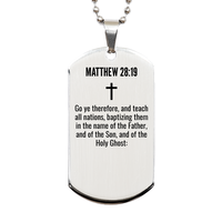 Load image into Gallery viewer, Matthew 28 19 Gifts - Matthew 28 19 Dog Tag Necklace – front view
