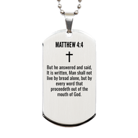 Load image into Gallery viewer, Matthew 4 4 Gifts - Matthew 4 4 Dog Tag Necklace – front view
