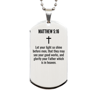 Load image into Gallery viewer, Matthew 5 16 Gifts - Matthew 5 16 Dog Tag Necklace – front view
