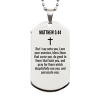 Load image into Gallery viewer, Matthew 5 44 Gifts - Matthew 5 44 Dog Tag Necklace – front view
