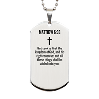 Load image into Gallery viewer, Matthew 6 33 Gifts - Matthew 6 33 Dog Tag Necklace – front view
