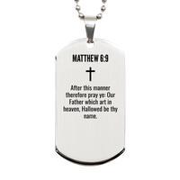 Load image into Gallery viewer, Matthew 6 9 Gifts - Matthew 6 9 Dog Tag Necklace – front view
