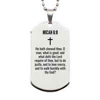 Load image into Gallery viewer, Micah 6 8 Gifts - Micah 6 8 Dog Tag Necklace – front view
