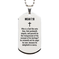 Load image into Gallery viewer, Micah 7 18 Gifts - Micah 7 18 Dog Tag Necklace – front view
