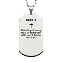 Load image into Gallery viewer, Nahum 1:7 Dog Tag Necklace – Bible Verse for Protection
