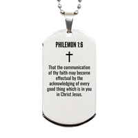 Load image into Gallery viewer, Philemon 1 6 Gifts - Philemon 1 6 Dog Tag Necklace – front view
