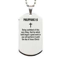 Load image into Gallery viewer, Philippians 1 6 Gifts - Philippians 1 6 Dog Tag Necklace – front view

