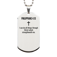 Load image into Gallery viewer, Philippians 4 13 Gifts - Philippians 4 13 Dog Tag Necklace – front view
