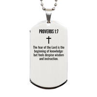 Load image into Gallery viewer, Proverbs 1 7 Gifts - Proverbs 1 7 Dog Tag Necklace – front view
