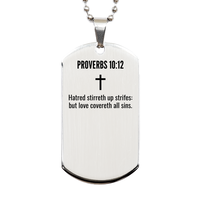 Load image into Gallery viewer, Proverbs 10 12 Gifts - Proverbs 10 12 Dog Tag Necklace – front view
