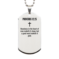 Load image into Gallery viewer, Proverbs 12 25 Gifts - Proverbs 12 25 Dog Tag Necklace – front view
