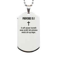 Load image into Gallery viewer, Proverbs 15 1 Gifts - Proverbs 15 1 Dog Tag Necklace – front view

