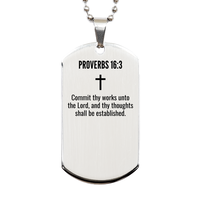 Load image into Gallery viewer, Proverbs 16 3 Gifts - Proverbs 16 3 Dog Tag Necklace – front view
