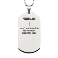 Load image into Gallery viewer, Proverbs 16 9 Gifts - Proverbs 16 9 Dog Tag Necklace – front view
