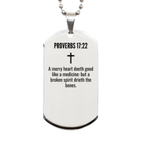 Load image into Gallery viewer, Proverbs 17 22 Gifts - Proverbs 17 22 Dog Tag Necklace – front view
