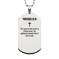 Load image into Gallery viewer, Proverbs 18 10 Gifts - Proverbs 18 10 Dog Tag Necklace – front view
