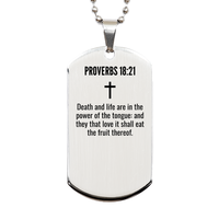 Load image into Gallery viewer, Proverbs 18 21 Gifts - Proverbs 18 21 Dog Tag Necklace – front view
