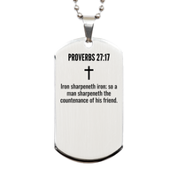 Load image into Gallery viewer, Proverbs 27 17 Gifts - Proverbs 27 17 Dog Tag Necklace – front view
