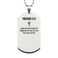 Load image into Gallery viewer, Proverbs 4 23 Gifts - Proverbs 4 23 Dog Tag Necklace – front view
