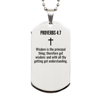 Load image into Gallery viewer, Proverbs 4 7 Gifts - Proverbs 4 7 Dog Tag Necklace – front view
