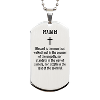 Load image into Gallery viewer, Psalm 1 1 Gifts - Psalm 1 1 Dog Tag Necklace – front view
